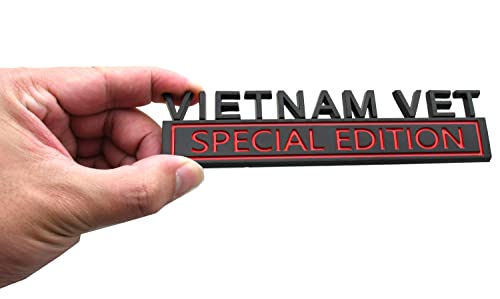 Image of 1pc Vietnam Vet Special Edition Emblems 3D Raised Decals Exterior Truck Stickers Fender Vietnam Veteran Badges Replacement for F150 F250 F350 Chevy Silverado 1500 2500 Chevrolet C10 C15 (Black Red)