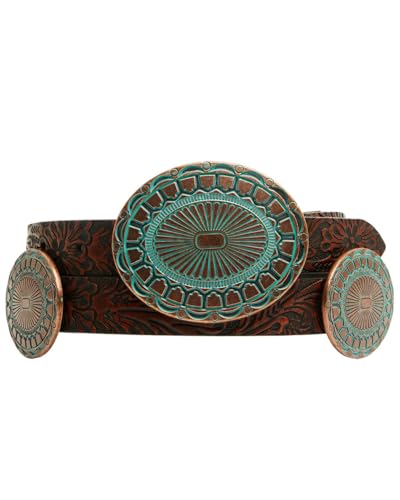 Shyanne Women's Prairie Tooled Leather Concho Belt Brown