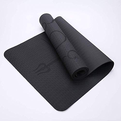 Tapete Yoga TPE 6mm Linhas Corporais Preto