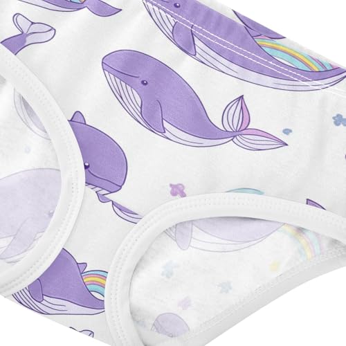 Cute Light Purple Girls' Underwear Cotton Whales Girls Briefs Soft Toddler Underwear 2T4