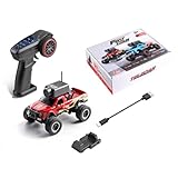 ConGamefun 1/64 Scale Mini RC Truck Model, 2.4Ghz APP Auto-Pairing Full-Proportional FPV Remote Control Monster Truck with WiFi Camera, Lights, Speed & Steering Adjustable, Gift for Adults (RTR/Red)