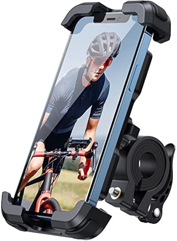 Lamicall Motorcycle Phone Mount, Bike Holder - Upgrade Adjustable Cell Holder, Bicycle Scooter Handlebar Cradle Clip for iPhone 14 Plus/Pro Max / 13, Galaxy S9 and 4.7-6.8"
