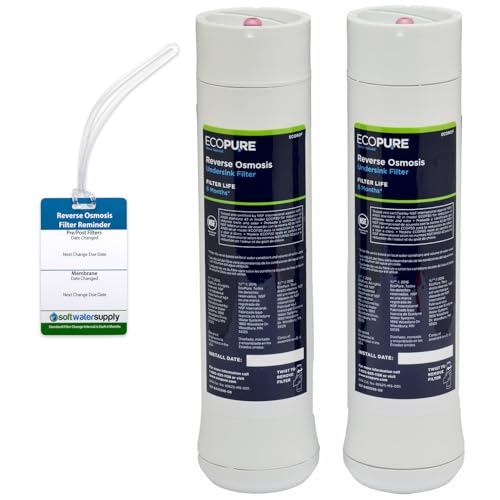 EcoPure Reverse Osmosis Filter Pair - Includes Pre/Post Filter Set (ECOROF) - Includes Service Reminder Tag - NSF Certified Authentic OEM Parts for ECOP30 RO Unit