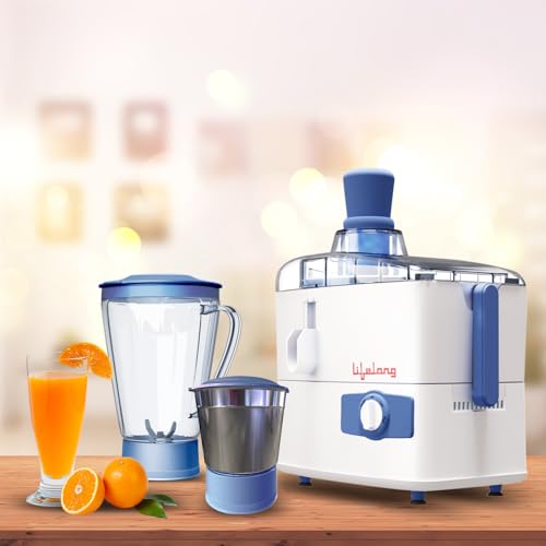 Image of Lifelong Juicer, Mixer & Grinder for Kitchen | 2 Jars 450 Watt Mixie with Liquidizing and Multipurpose Grinding Jar |Blender for Juices, Chutneys & Masalas with Stainless Steel Blades, 2-Speed Control