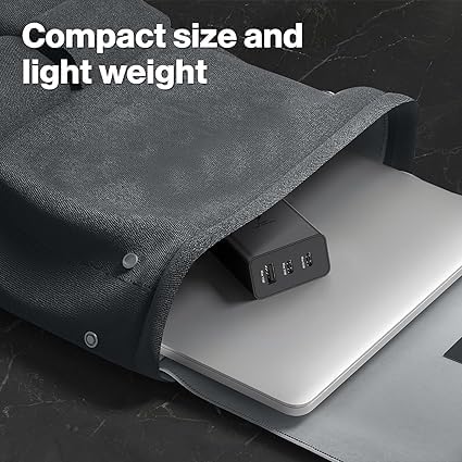 Image of Original 65W Tri Port,Type-C & USB-A,Super Fast Charger Compatible with Sam-Sung (Cable not Included),Black,Tablet (TOY10)