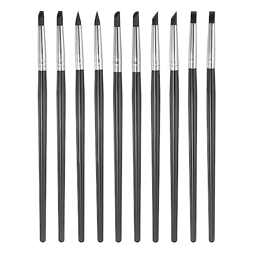HARFINGTON 10pcs Silicone Clay Sculpting Tool Clay Sculpting Shaper Rubber Tip Shaping Pen Pottery Clay Shaping Carving Tool for Ceramic Sculpture Polymer Clay, Black