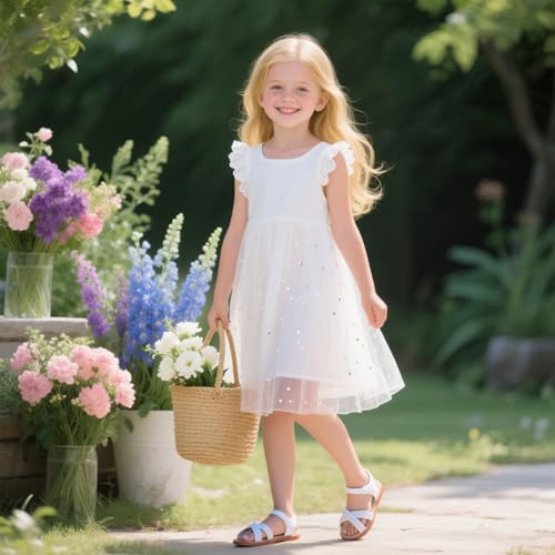 Image of Otter MOMO Girls Open Toe Princess Flat Sandals with Comfort Sole Summer Sandals