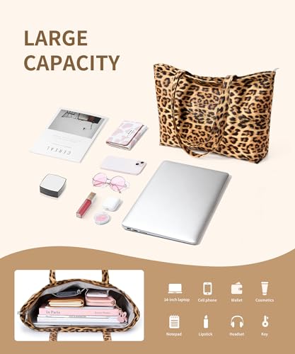 Image of KALIDI Tote Bag Zipper Shoulder Bag Faux Leather Purses Satchel for Women Casual Handbag Work Dating College