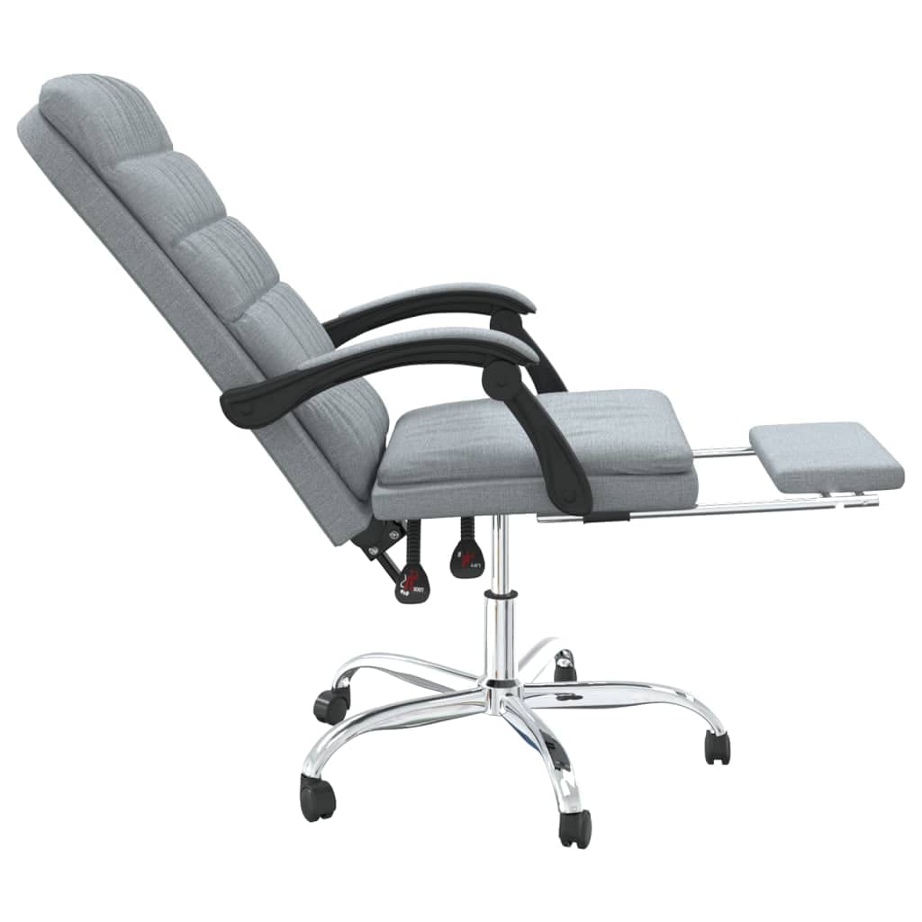 Sedia da ufficio con funzione reclinabile e poggiapiedi, sedia da scrivania in tessuto, sedia direzionale regolabile in altezza, girevole a 360°, sedia per computer per casa e studio, grigio