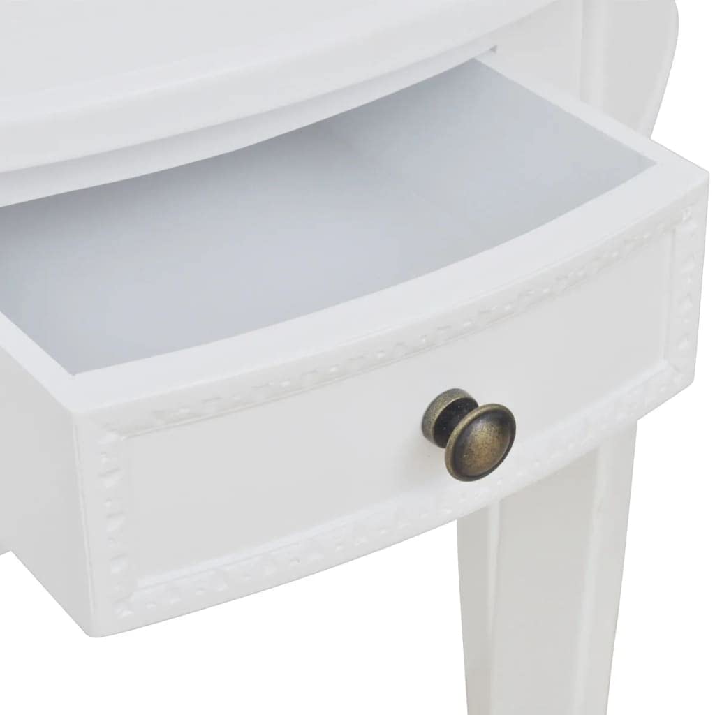 Tavolino consolle bianco con cassetto in MDF e legno di pino, semicircolare, 80 x 40 x 78 cm, tavolino salvaspazio per corridoio, soggiorno, camera da letto, con spazio per riporre oggetti