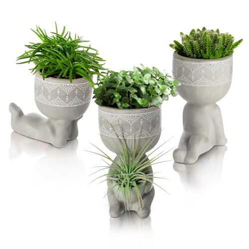 Comforder Juego De Macetas De Hormigón, 3 Macetas Para Interiores Y Exteriores, Mini Maceta Cara Y Pies Para Balcón Y Casa, Inusual Cabeza Para Comforder Juego De Macetas De Hormigón, 3 Macetas Para Interiores Y Exteriores, Mini Maceta Cara Y Pies Para Balcón Y Casa, Inusual Cabeza Para
