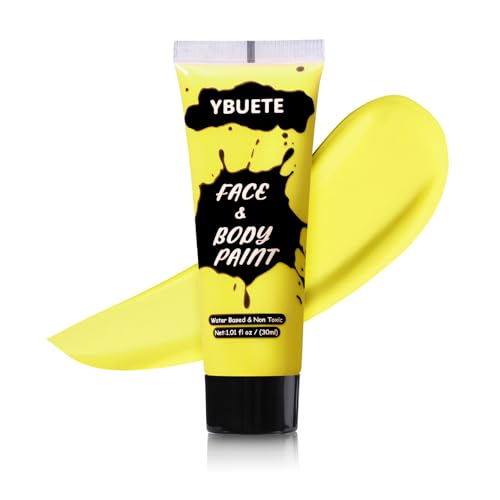 YBUETE Yellow Face Body Paint Professional Paint for Halloween Cosplay Costume Party Full-coverage Multi-Color Cream Makeup Blendable Body Painting for Adults Halloween Cosplay SFX Makeup Paint
