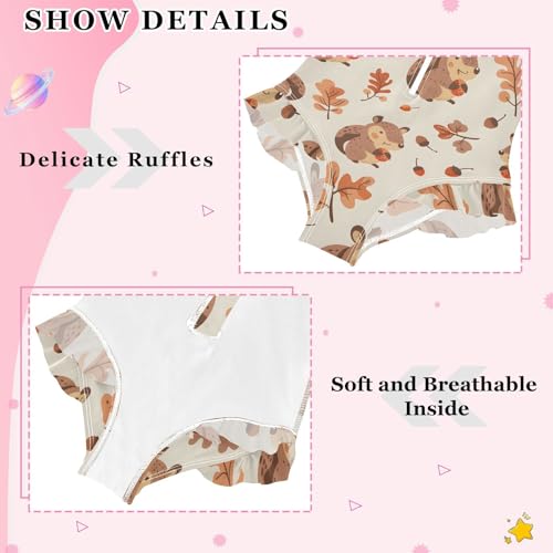 Girls One Piece Swimsuits Long Sleeve Swimsuit Zipper Bathing Suits Squirrel Acorns Beige4