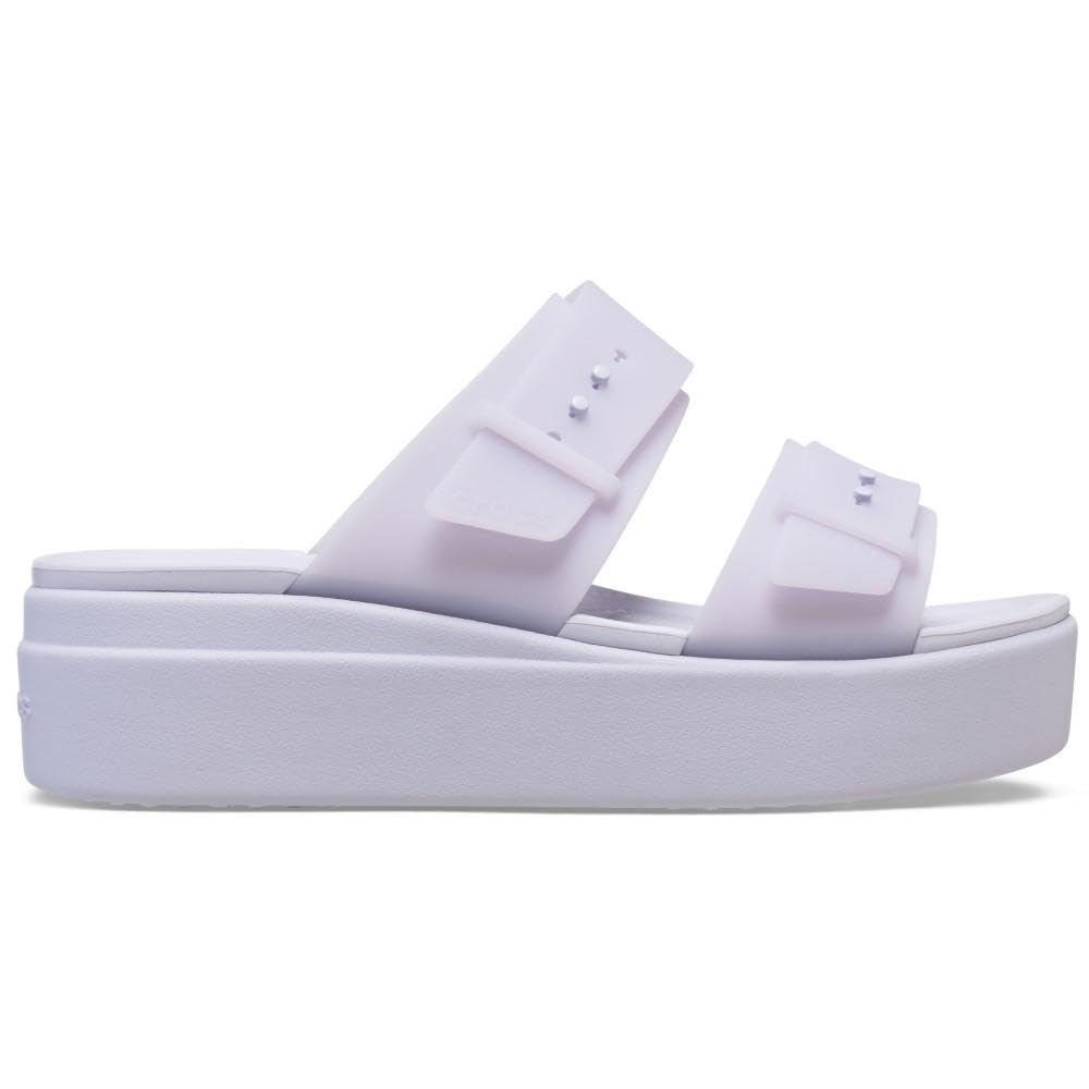 Crocs Women Sandal, Brooklyn Buckle Frosted Low Wedge, Purple Moon, 3 UK Women