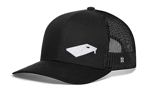 HAKA Cornhole Hat – Bags Trucker Hat for Men & Women, Adjustable Baseball Cap, Mesh Snapback, Outdoor Board Golf Hat - Black