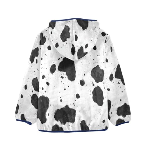 Seamless Animal Pattern Cow Toddler Fleece Jacket Girl Boys Hooded Fleece Jacket Coat Warm Outwear Zip-up 3-10T2