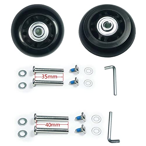 Ersatz Rollen für Koffer - Gummi Räder für Trolley Samsonite Hartschalenkoffer Mit Kugellager - Reparatur Set (68*6*24mm Achsenlänge: 35mm und 40mm)