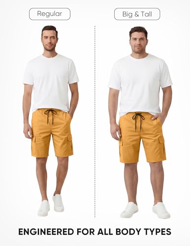 Image of JMIERR Mens Casual Cotton Twill Cargo Shorts Drawstring Classic Chino Stretch Short with 6 Pockets