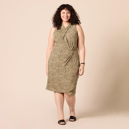 Image of Amazon Essentials Women's Sleeveless Faux Wrap Dress with Crossover Twist Neck