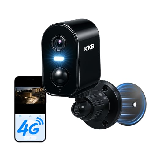KKB 4G LTE Cellular Security Cameras Wireless Outdoor, Magnetic Mount, 2K No WiFi Security Camera Indoor Battery Powered Built-in SIM, Off-Grid Camera Without Internet, Night Vision, AI Detection