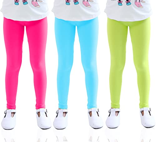 Kiench Girls' Leggings Solid Color Stretch Pants Modal Footless Tights 3-Pack