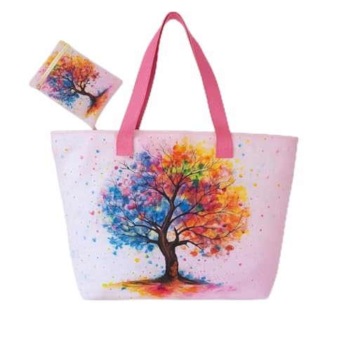 Sac fourre-tout pour femme grand cabas imprimé papillons et arbre de vie