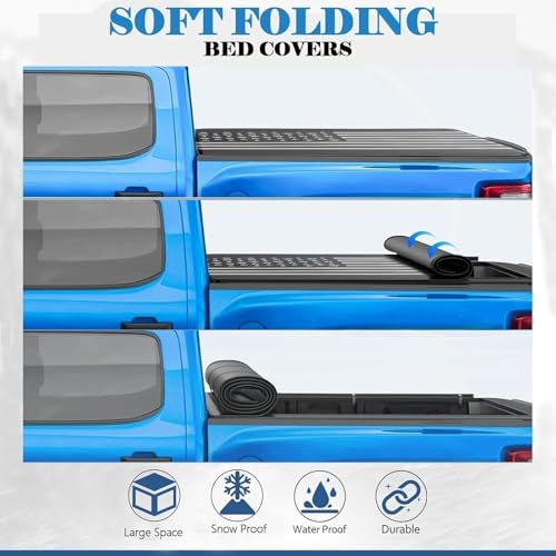 Image of American Flag Soft Roll Up Truck Bed Tonneau Cover fits 2019-2026 Ford Ranger Styleside /Fleetside Truck Cargo (Short Bed) | 5ft Bed