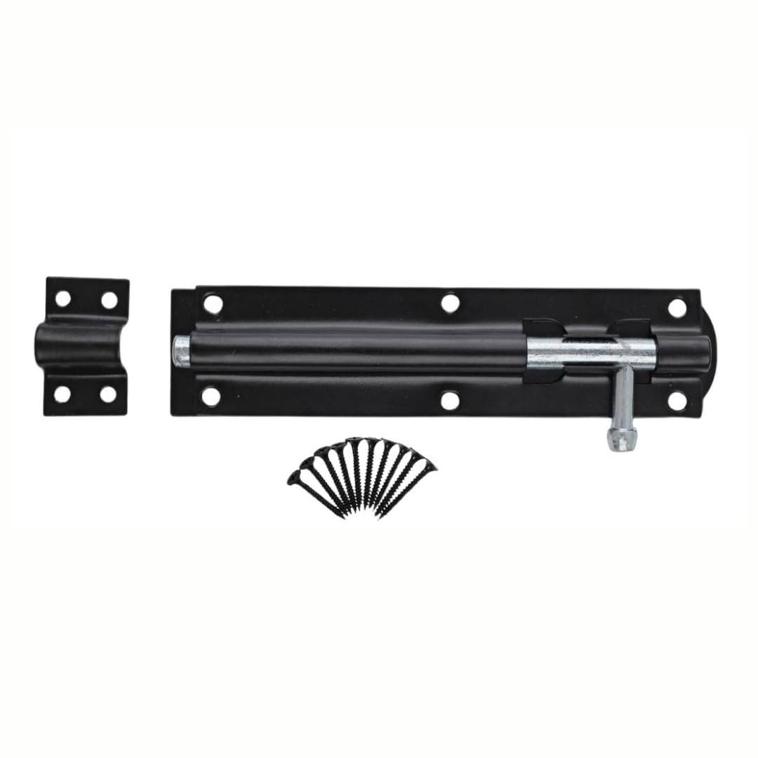 SCORPIO HARDWARE Heavy Duty Straight Tower Bolt Garden Shed Gate Barrel Bolt Black Bzp 3" - 12" (Black, 6")