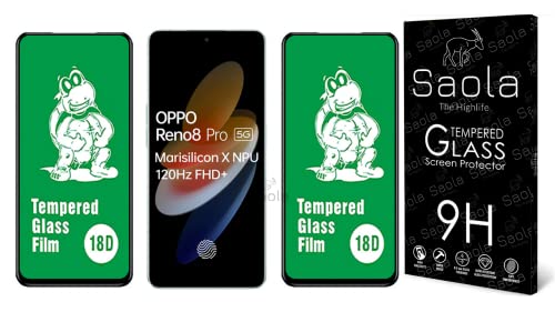 Image of Saola 18D Tempered Glass With Inbuilt AirBag Borders For Oppo Reno 8 Pro 5G (Pack Of 2) with Free Installation Kit. Full screen Coverage - 6.7 inch