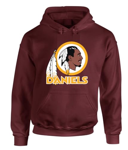 Tenacious Tops Maroon Washington Jayden Daniels Throwback Logo Hooded Sweatshirt ADULT XL