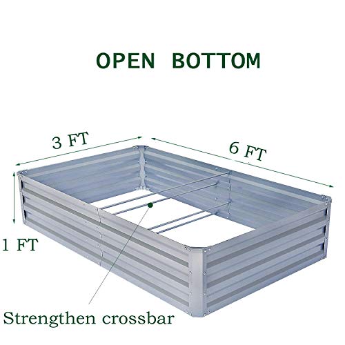 Galvanized Raised Garden Beds For Vegetables Metal Planter Boxes Outdoor Flower Bed Kit Steel Patio (6' X 3' X 1', Gray) #TOP1