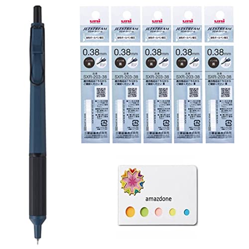 Uni Jetstream EDGE 0.38 Ballpoint Pen Prussian blue Bodyï¼ˆSXN100338.10ï¼‰ï¼‹Uni Jetstream EDGE 0.38mm Ballpoint pen refillï¼ˆSXR-203-38 Blackï¼‰ 5 set/amazdone Sticky Notes Value Set