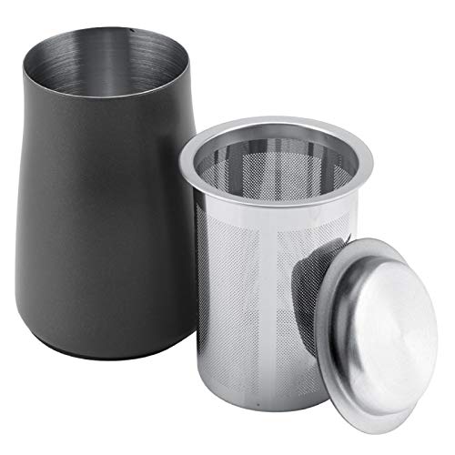 Powder Sugar Shaker with Lid, Stainless Steel Fine Mesh Shaker Coffee Sieve Coffee Sifter Coffee Powder Filter Container Dustproof Flour Filter Cup Grinder Accessory(Black)