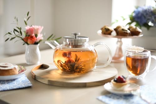Teabloom Connoisseur Glass Teapot with Stainless Steel Infuser for Loose Tea – 4-Cup Capacity, Stovetop-Safe, Durable Borosilicate Glass, Perfect for Hot and Iced Tea by Teabloom - Image 3