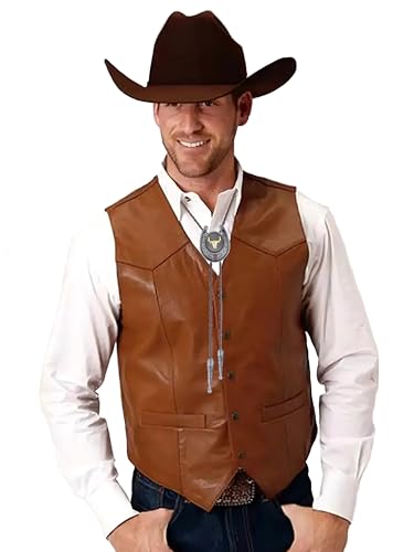 Image of Jeilwiy Bolo Tie for Men, Western Cowboy Golden Longhorn Bull Eagle Horse Cowboy Hat Bolo Necklace Leather Necktie for Women
