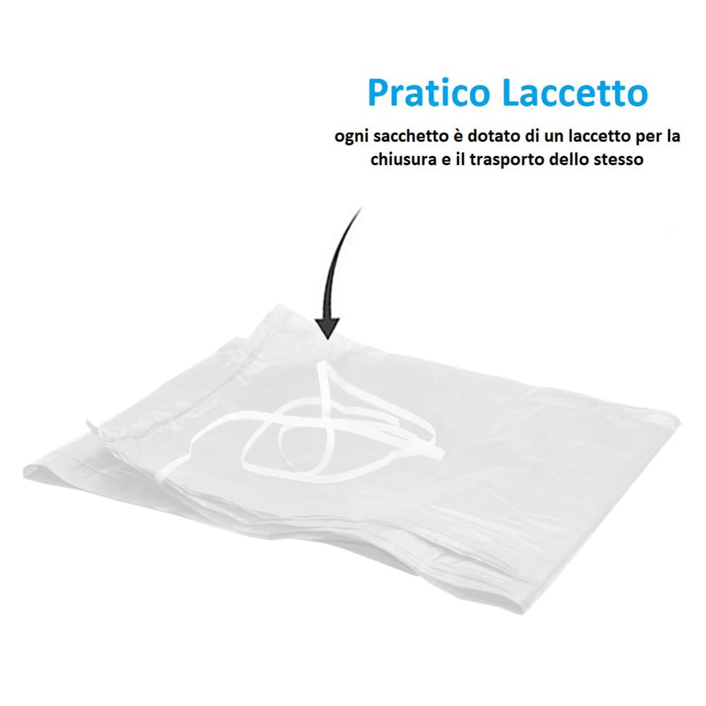 Virsus 100 Sacchi spazzatura colore TRASPARENTE, misura 70x110 cm, Capacità 110 Litri, Sacchetti per Raccolta differenziata, 10 Rotoli da 10 Pezzi