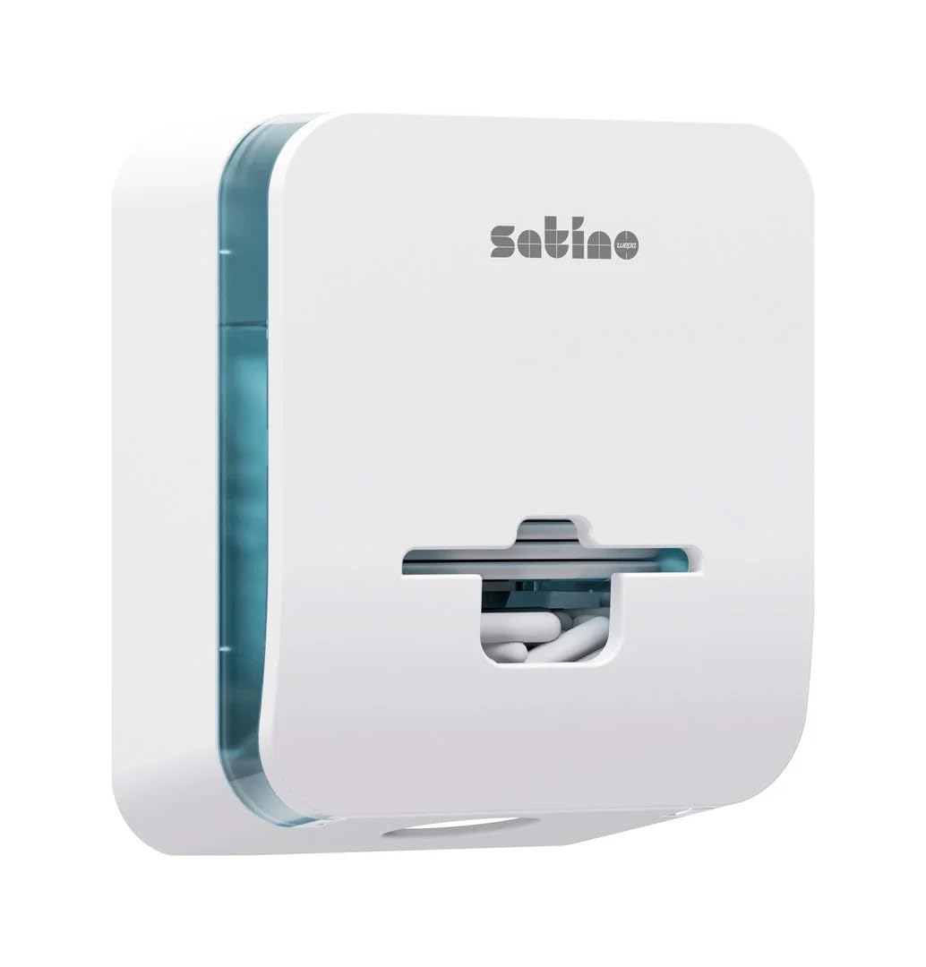 Satino HYGINITY Damenhygienespender FemCare – 3 in 1 - Tampon-Spender/Binden-Spender/Hygienebeutel-Spender – bis zu 30 Binden und 160 Tampons – weiß