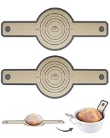 Huglux Brotschlinge 2 Stück,Backmatte Brot,Silikon Backmatte für Dutch Oven&Brotbacktopf,Brot backen Zubehör,Wiederverwendbare&mit Langen Griffen,Brotbackmatte für Brotbackform Rund&Brottopf& Backofen