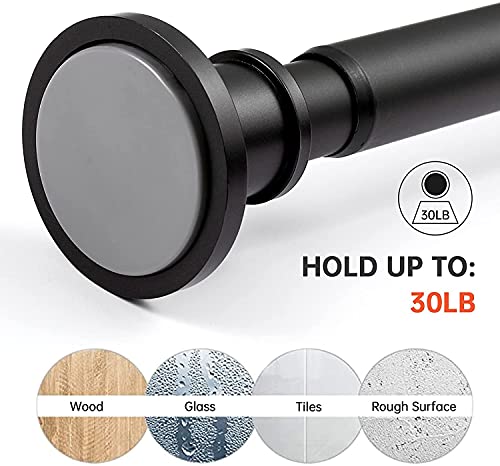 Image of BRIOFOX Industrial Shower Curtain Rod - Rustproof Non-Slip Long Tension Shower Rod 54-90 Inch Stainless Steel Tension Curtain Rod for Windows, Matte Black