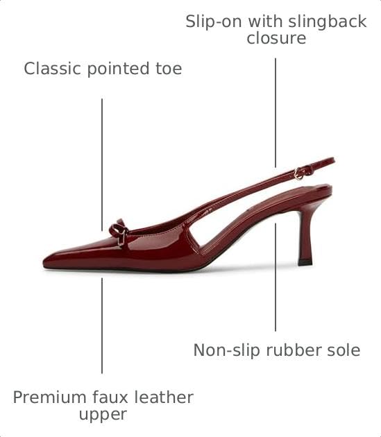 Image of Mattiventon Kitten Heels with Bow Closed Toe Slingback Heels