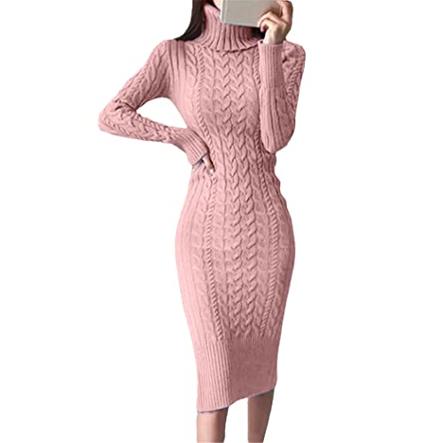 Robe longue tricotée rose épaisse pour se sentir belle et protégée du froid