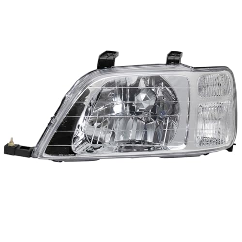 Image of TRQ 2 Piece Headlight Assembly Set Chrome Bezel Driver & Passenger Side Compatible with Honda CR-V 1997-2001 HO2502112 HO2503112 33101S10A01 33151S10A01
