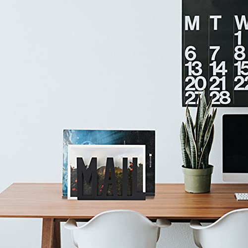 Desktop Letter Holder, Two-Sided Designs Black Metal Desktop Cutout Mail Letter Holder, Letter Sorter Envelope Holder For Home Office School, Bill Filling Paper Document #TOP3