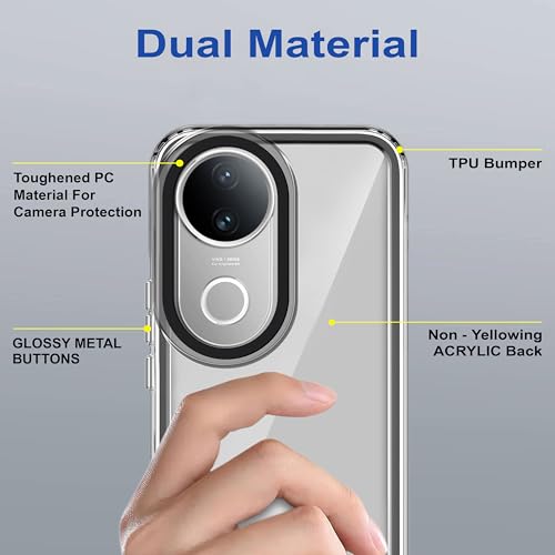 Image of Zapcase Back Case Cover for Vivo V50e 5G | Compatible for Vivo V50e 5G Back Cover | Case Cover with Camera Protection | (TPU + PC | Translucent Black)