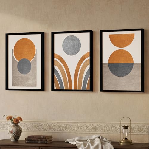 Image of NoWorries Retro Wall Art Decor Paintings | Set of 3 Minimalist Wall Art Frames for Home Decoration | Perfect for Living Room, Bedroom & Office (Art-8, 10x13inch)