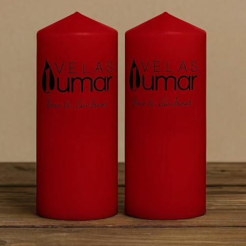 Home Universal® Pack de 2 Velas Decorativas sin Aroma – Velas Blancas o Rojas de Distintos Tamaños, Ideales para Decoración del Hogar, Bodas y Eventos Elegantes (Rojo · 2 Unidades, 20X7CM (555g))