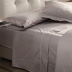 Venca Sabanas Don Descanso - Sábana Encimera Algodón 100% Gris con 180 Hilos para Camas 135/140cm. Fácil Planchado y Lavable (30º). Fresca, Transpirable y Suave (Disponible Varios Tamaños)