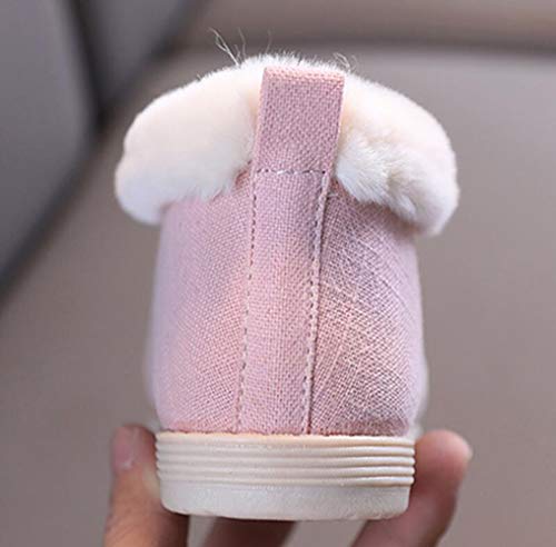 Kids Girls Winter Warm Embroidery Flat Anti-Slip House Shoes Indoor Outdoor Slippers Fur Lined Plush Snow Boots(Toddler/Little Kid)3