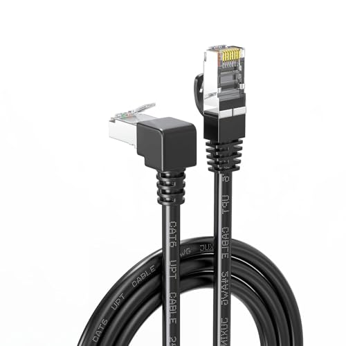 JUXINICE 90 Degree CAT6 Ethernet Patch Cable Upward Angled,Bandwidth up