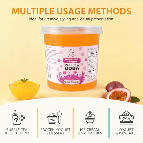 Image of Soeos Passion Fruit Popping Boba, 6.6lbs (3Kg), Popping Boba Pearls